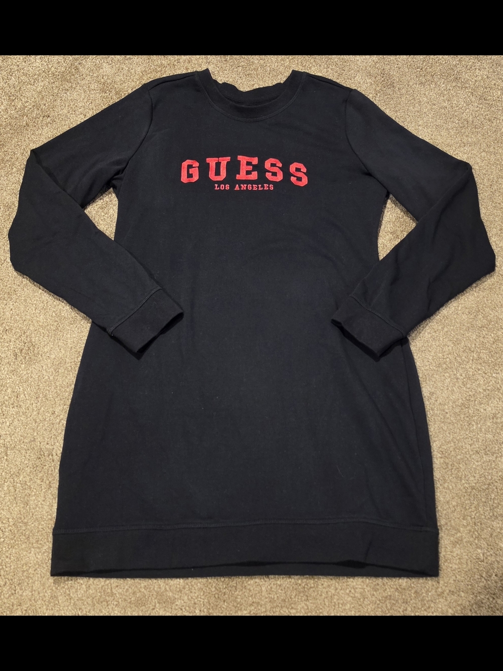 GUESS Black Sweatshirt Dress with Red Logo